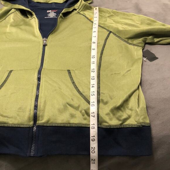 SJB Active Petite Size Large Green & Navy Knit Hoodie Jacket Athletic Sporty - Picture 7 of 7